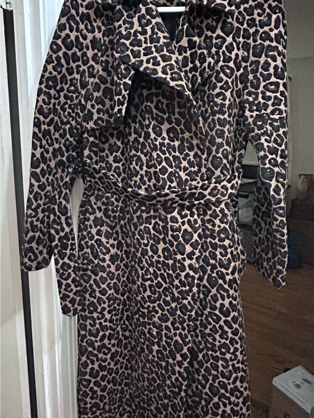 ASOS Leopard Print Trench Coat in Tan and Black